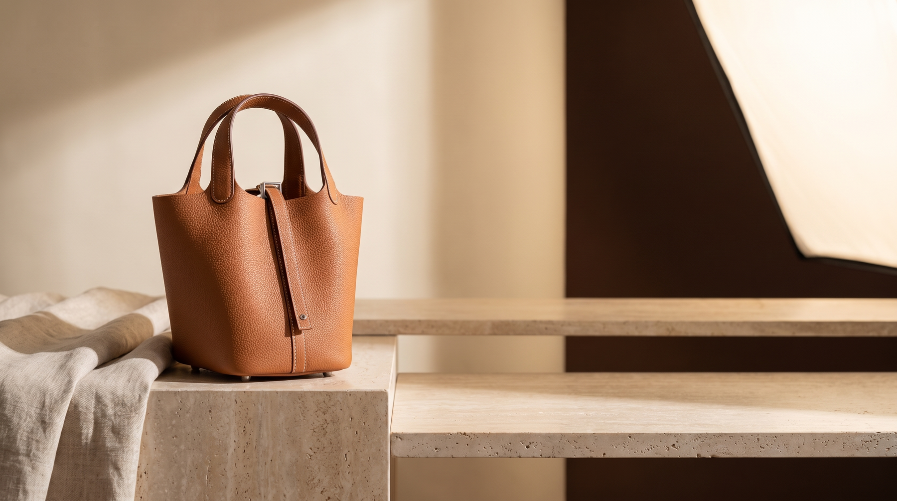Camel Marlow & Co. tote in a warm editorial studio