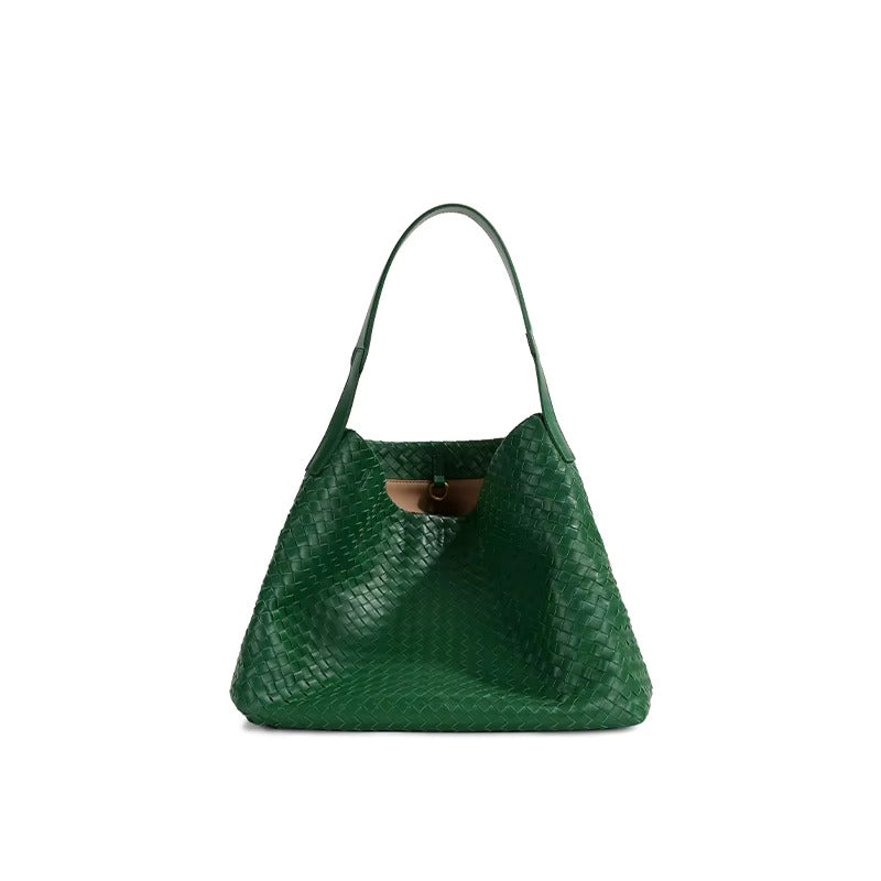 Marlow & Co. Handwoven Trapeze Tote in emerald