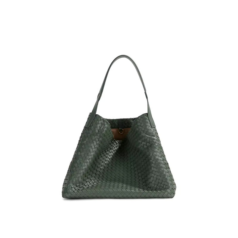 Marlow & Co. Handwoven Trapeze Tote in forest green