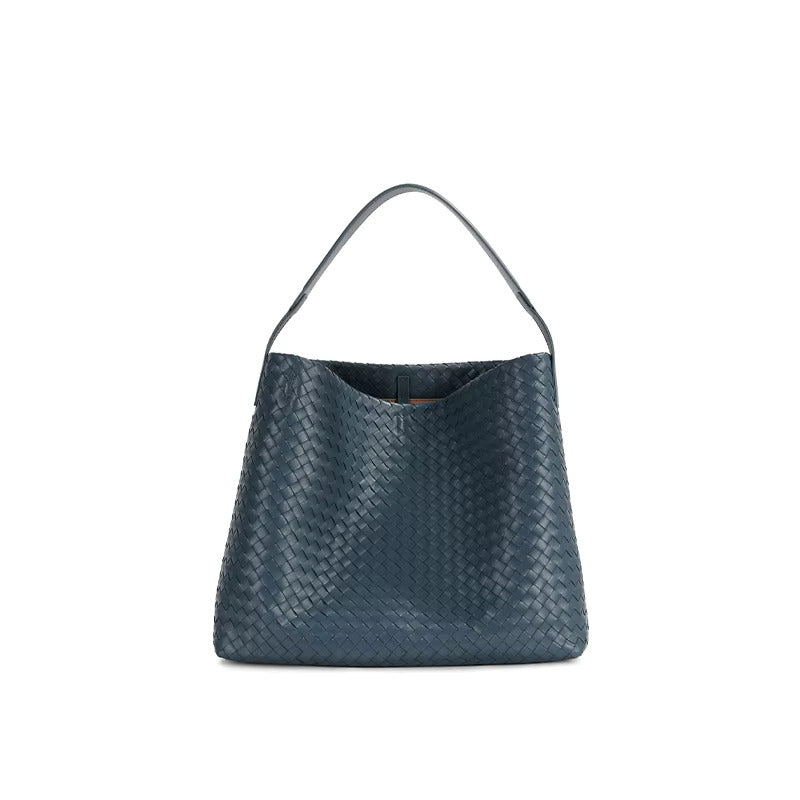 Marlow & Co. Handwoven Trapeze Tote in steel blue