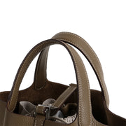 Close view of the Woven Picotin Tote handles and stitching
